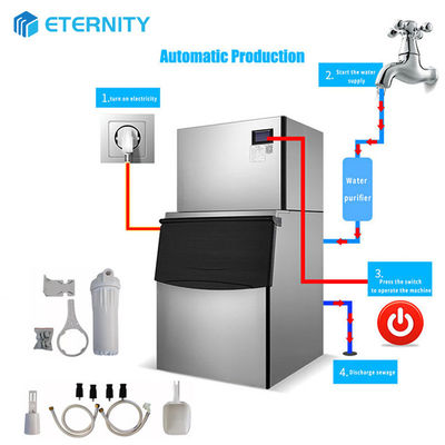 Mesin es Ice Cube komersial dengan output harian 900KG digunakan di industri katering, hotel, bar, transportasi