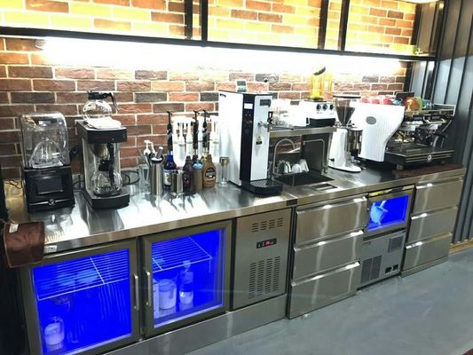 Kulkas Meja Kerja 200L R134A Freezer Meja Kerja Berpendingin Udara