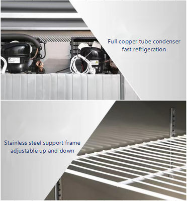 780L Peralatan dapur profesional lempeng kulkas merek freezer komersial empat pintu display freezer