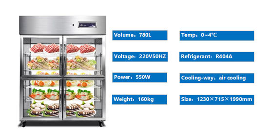 Freezer Kulkas Meja Kerja Dapur 780L Dengan Empat Pintu
