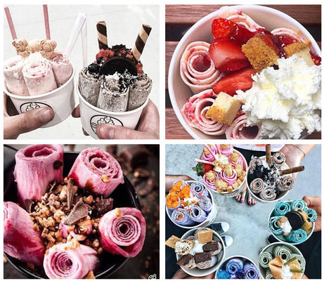 Mesin Pembuat Es Krim Goreng Komersial Double Pans