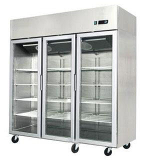 1350L Tegak Kulkas Freezer Pintu Kaca Komersial Kapasitas Ultra Besar