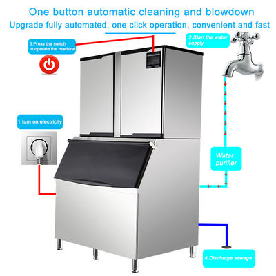 Mesin Es Batu Komersial 1000KG / 24H 3000W 1 Ton Untuk Coffee Bar / Restoran / Hotel