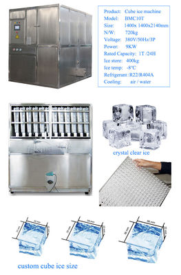 22*22*22mm Ice Cube Ukuran Mesin Ice Cube Industri dengan Sistem Kontrol Mikrokomputer