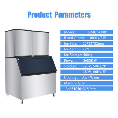 Produksi tinggi 1 ton Ice Cube Maker untuk produksi es skala besar di restoran