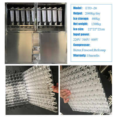 Menghemat energi ICEMA 1T-10T Mesin es kubus industri untuk industri makanan dan minuman