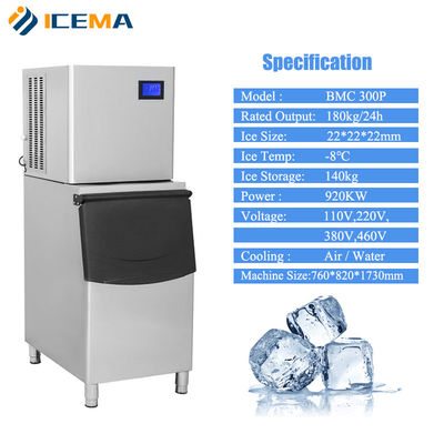 136kg Otomatis Ice Cube Maker untuk Hotel dan Restoran Cube Shape Bristol Kompresor