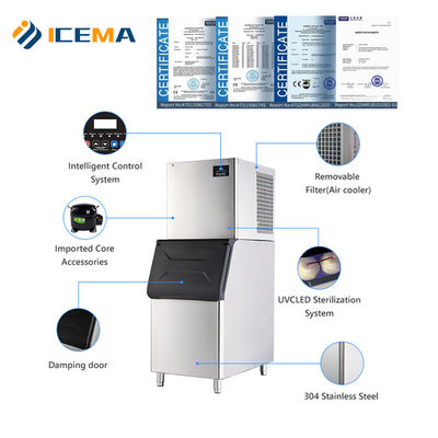 136kg Otomatis Ice Cube Maker untuk Hotel dan Restoran Cube Shape Bristol Kompresor
