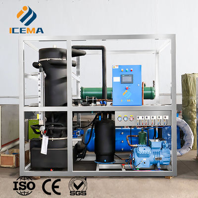 ICEMA Tube Ice Making Machine Output harian yang dapat disesuaikan 1T-30T Cocok untuk menjual es bar Hotel dapat disediakan dengan mesin kemasan kantong es