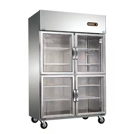 Professional Cold Storage empat pintu vertikal stainless steel kulkas komersial dan freezer