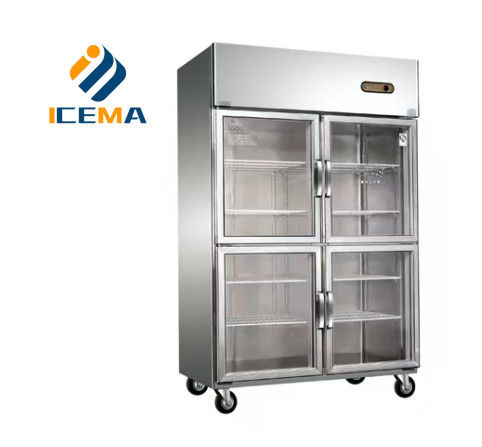 780L Peralatan dapur profesional lempeng kulkas merek freezer komersial empat pintu display freezer