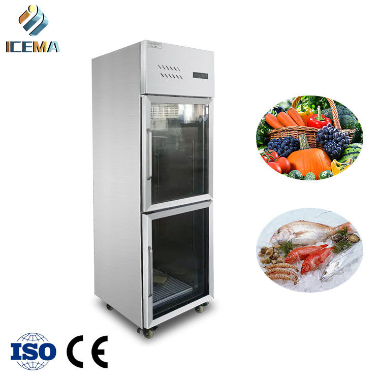 0-8 Derajat 2 Pintu Tegak Kulkas Freezer Berdampingan Stainless Steel 400 Liter Untuk Restoran