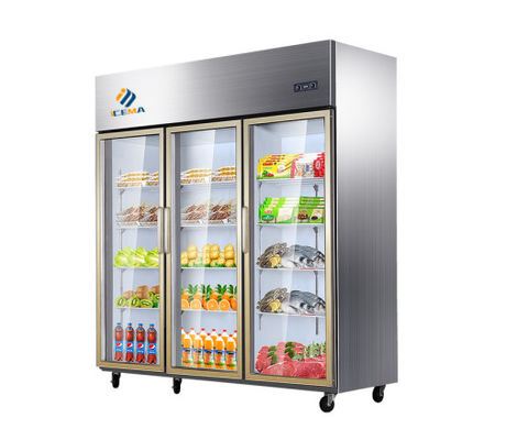 Harga yang pantas 1350L enam pintu kaca komersial daging deep freezer untuk restoran untuk restoran on line