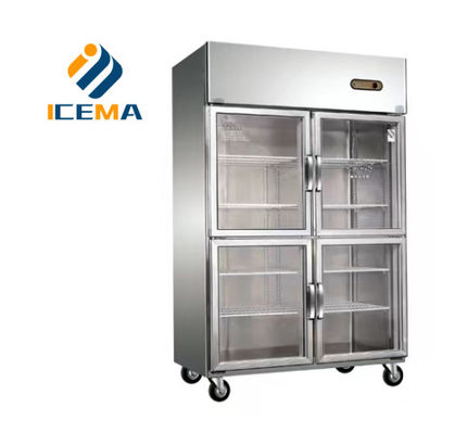 Harga yang pantas 780L Peralatan dapur profesional lempeng kulkas merek freezer komersial empat pintu display freezer on line