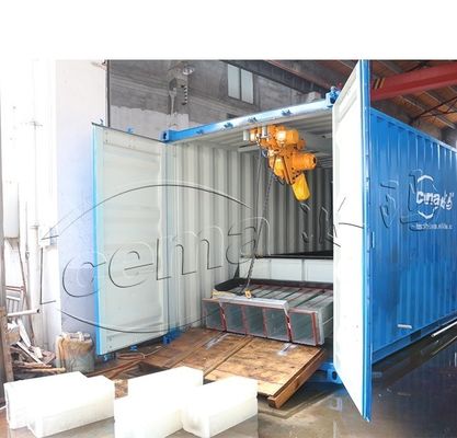 Harga yang pantas Emerson 3 Ton Direct Cooling ICEMA Containerized Block Ice Plant (Pembangkit Es Blok Kontainer) on line